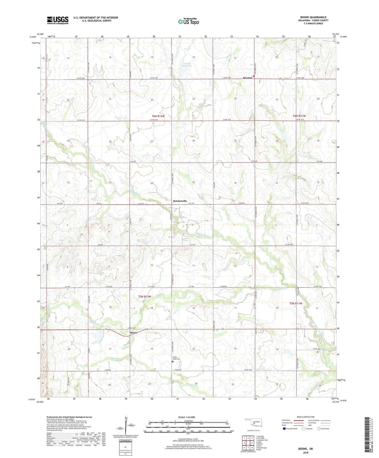 Boone Oklahoma US Topo Map Image