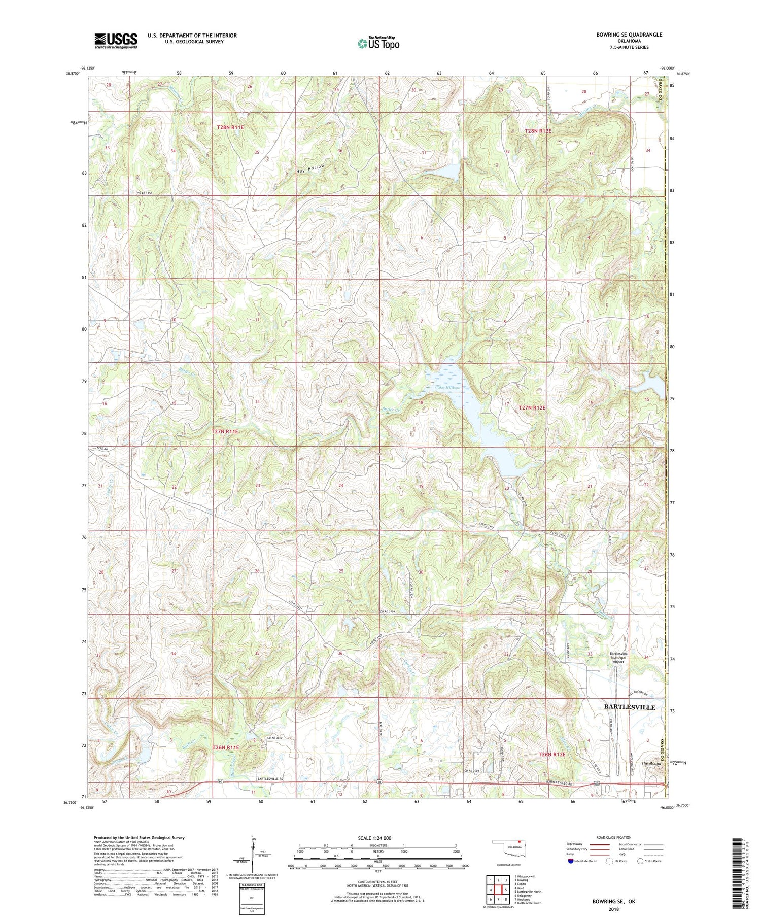 Bowring SE Oklahoma US Topo Map Image