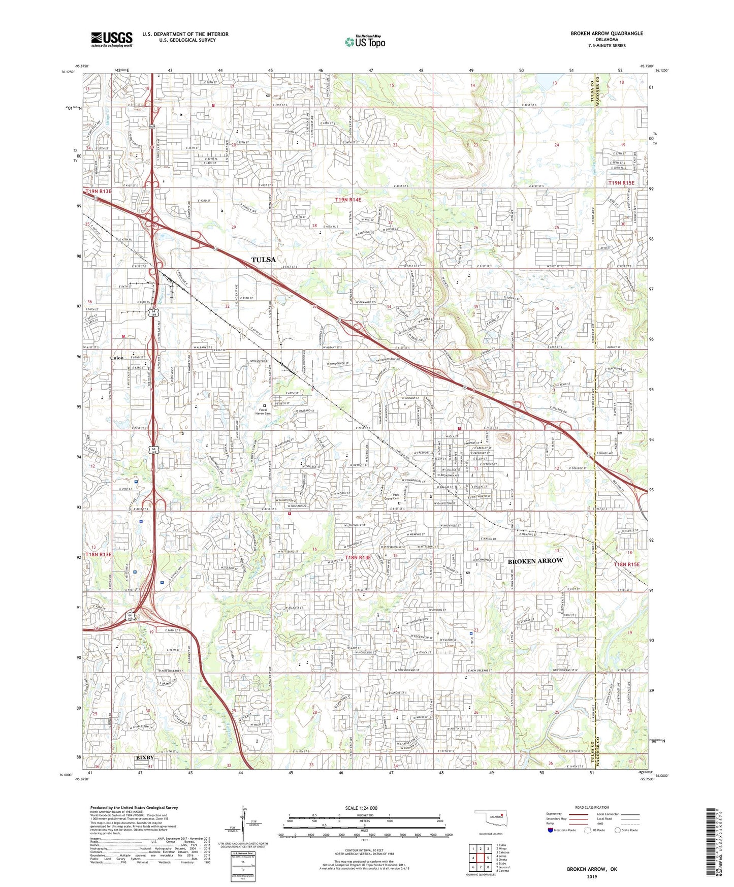 Broken Arrow Oklahoma US Topo Map Image