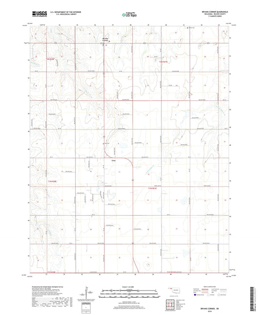 Bryans Corner Oklahoma US Topo Map Image