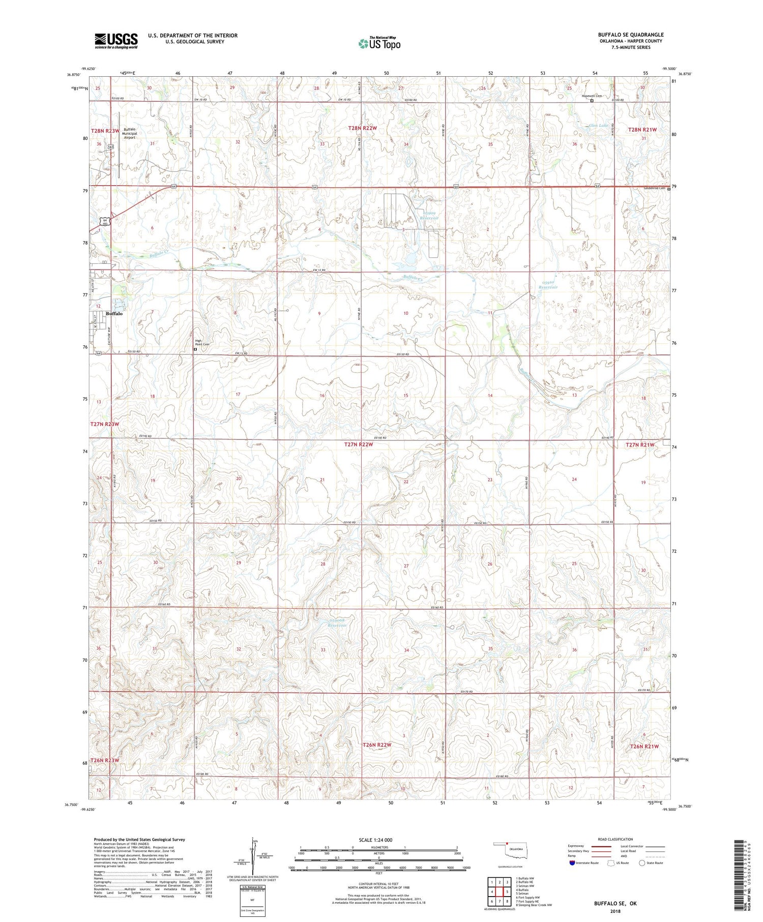 Buffalo SE Oklahoma US Topo Map Image
