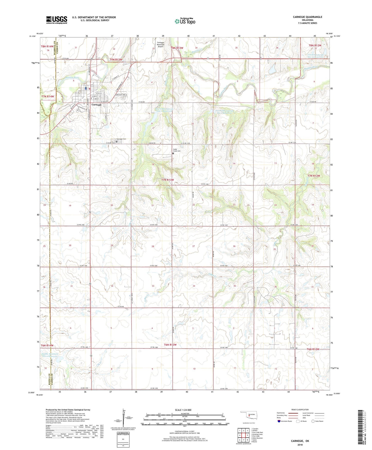 Carnegie Oklahoma US Topo Map Image