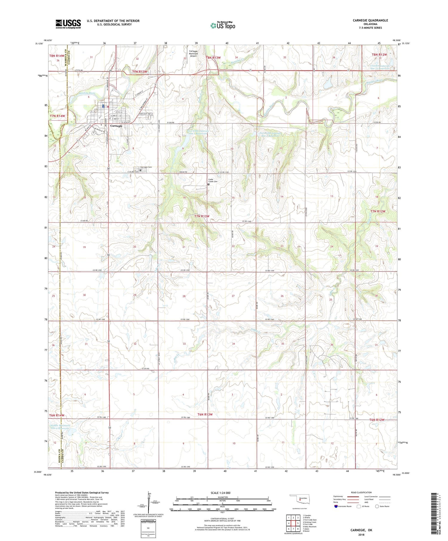 Carnegie Oklahoma US Topo Map Image