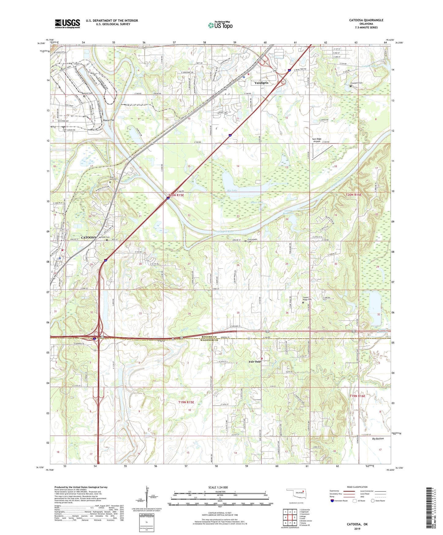 Catoosa Oklahoma US Topo Map Image