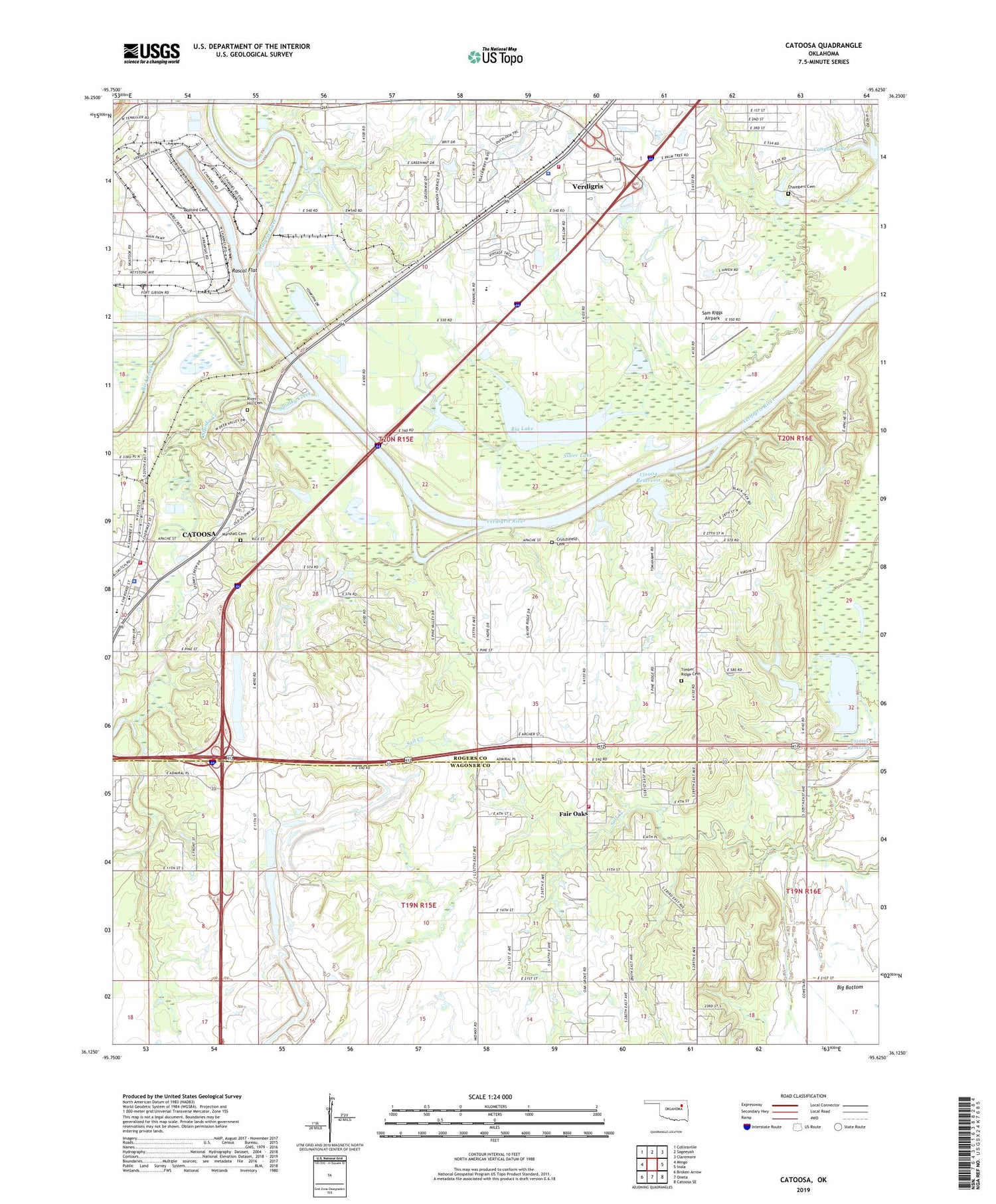 Catoosa Oklahoma US Topo Map Image