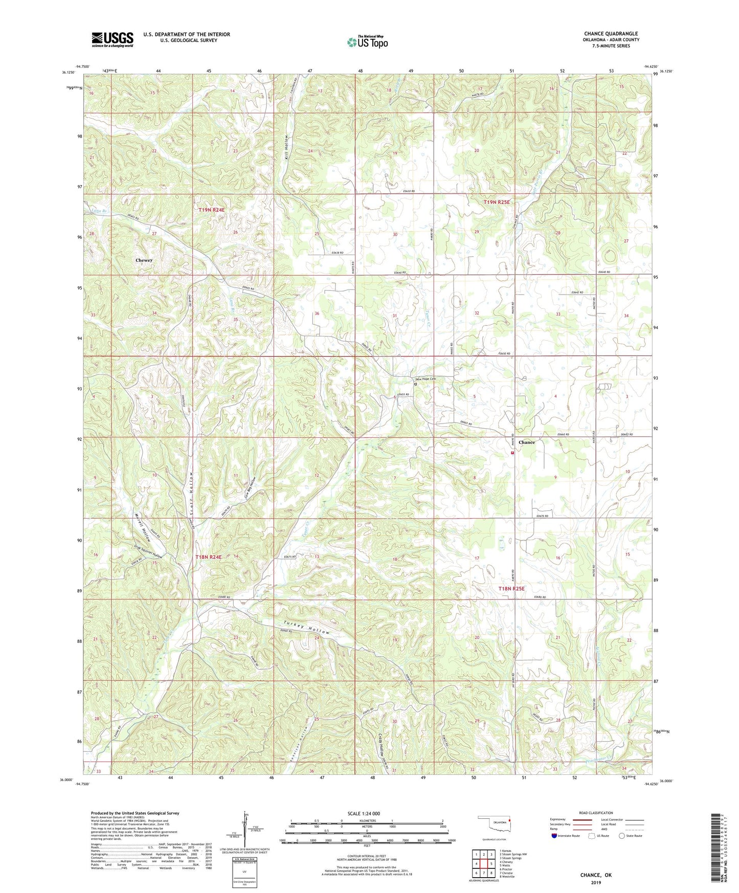 Chance Oklahoma US Topo Map Image
