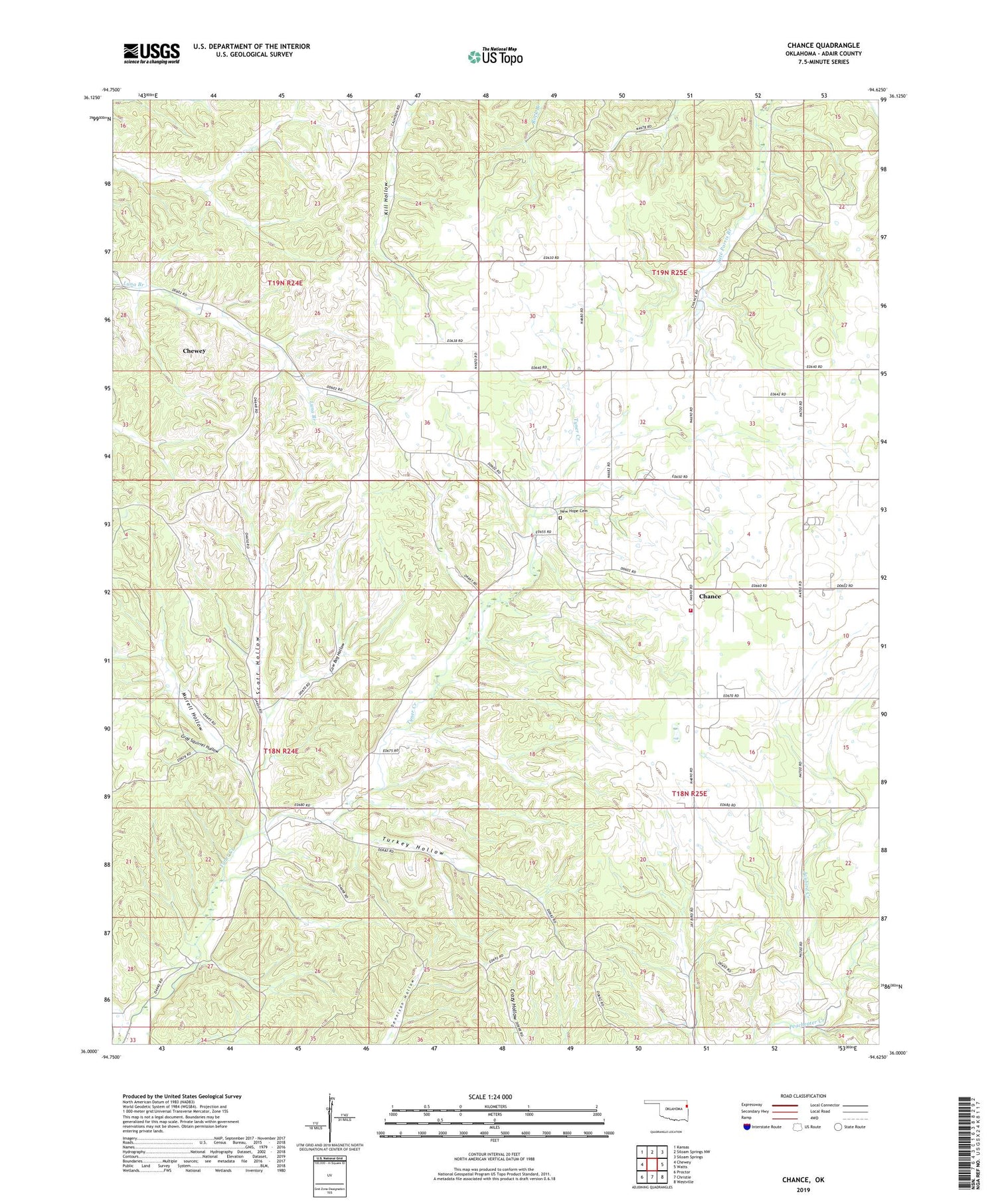 Chance Oklahoma US Topo Map Image