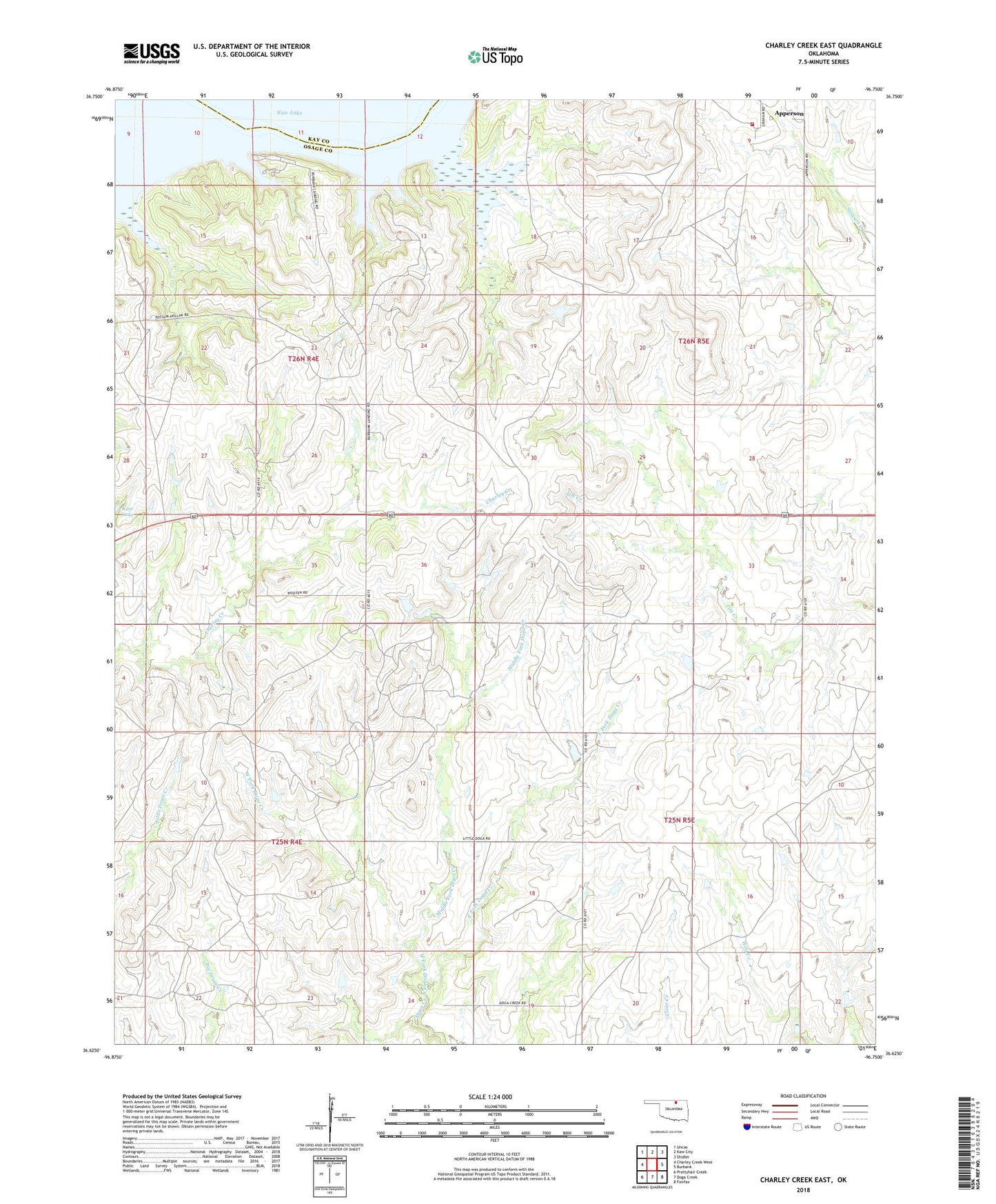 Charley Creek East Oklahoma US Topo Map Image