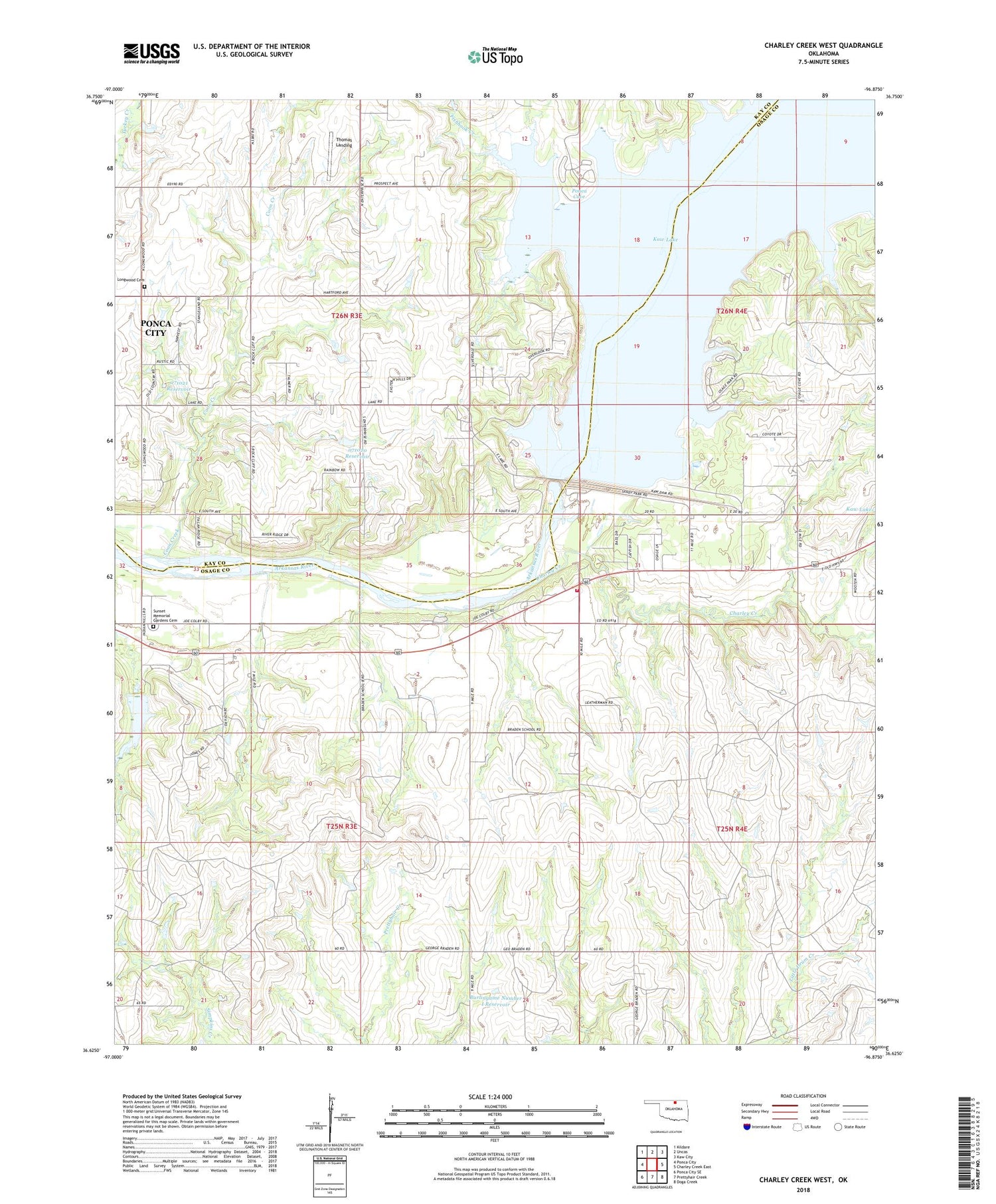Charley Creek West Oklahoma US Topo Map Image