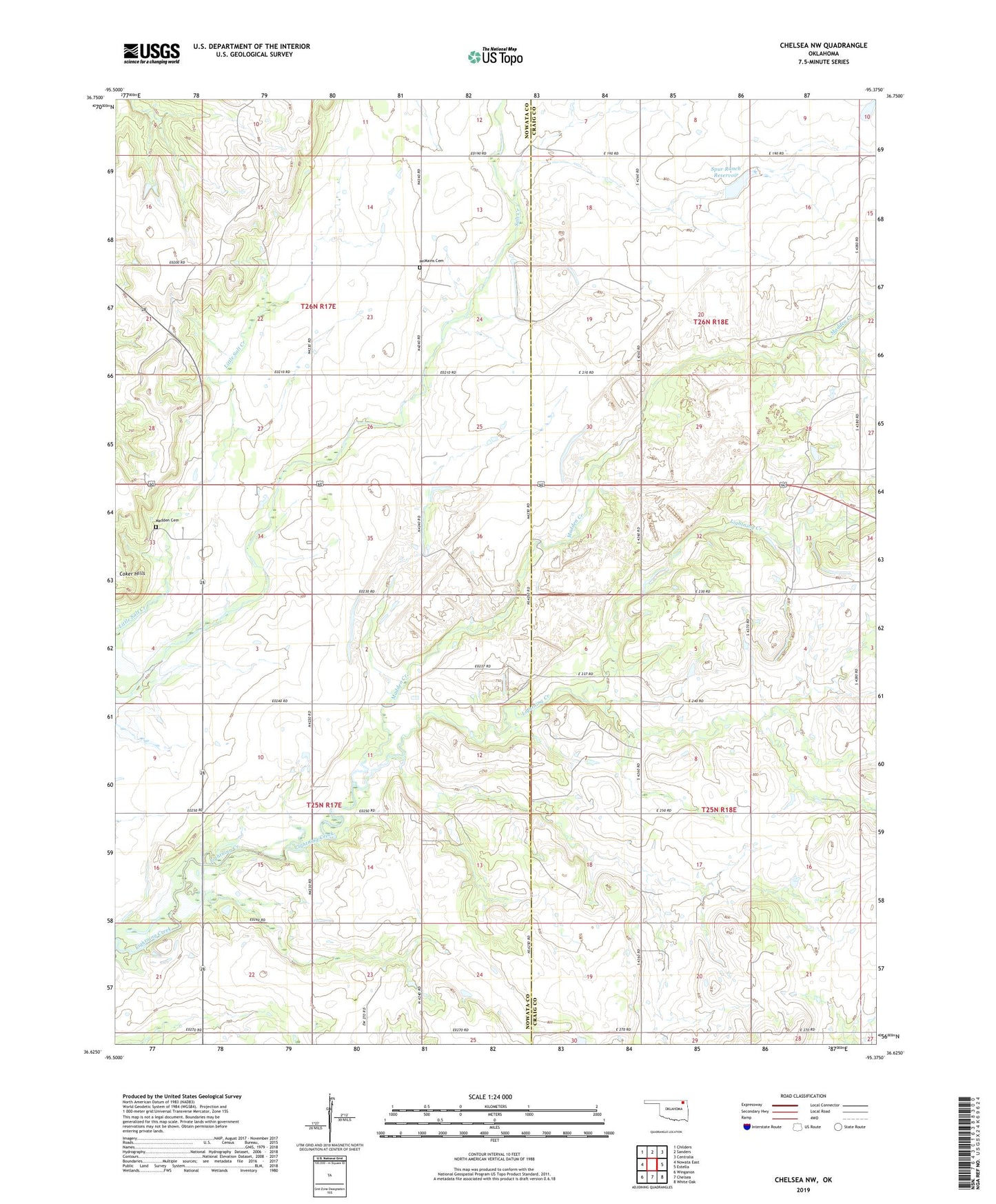 Chelsea NW Oklahoma US Topo Map Image
