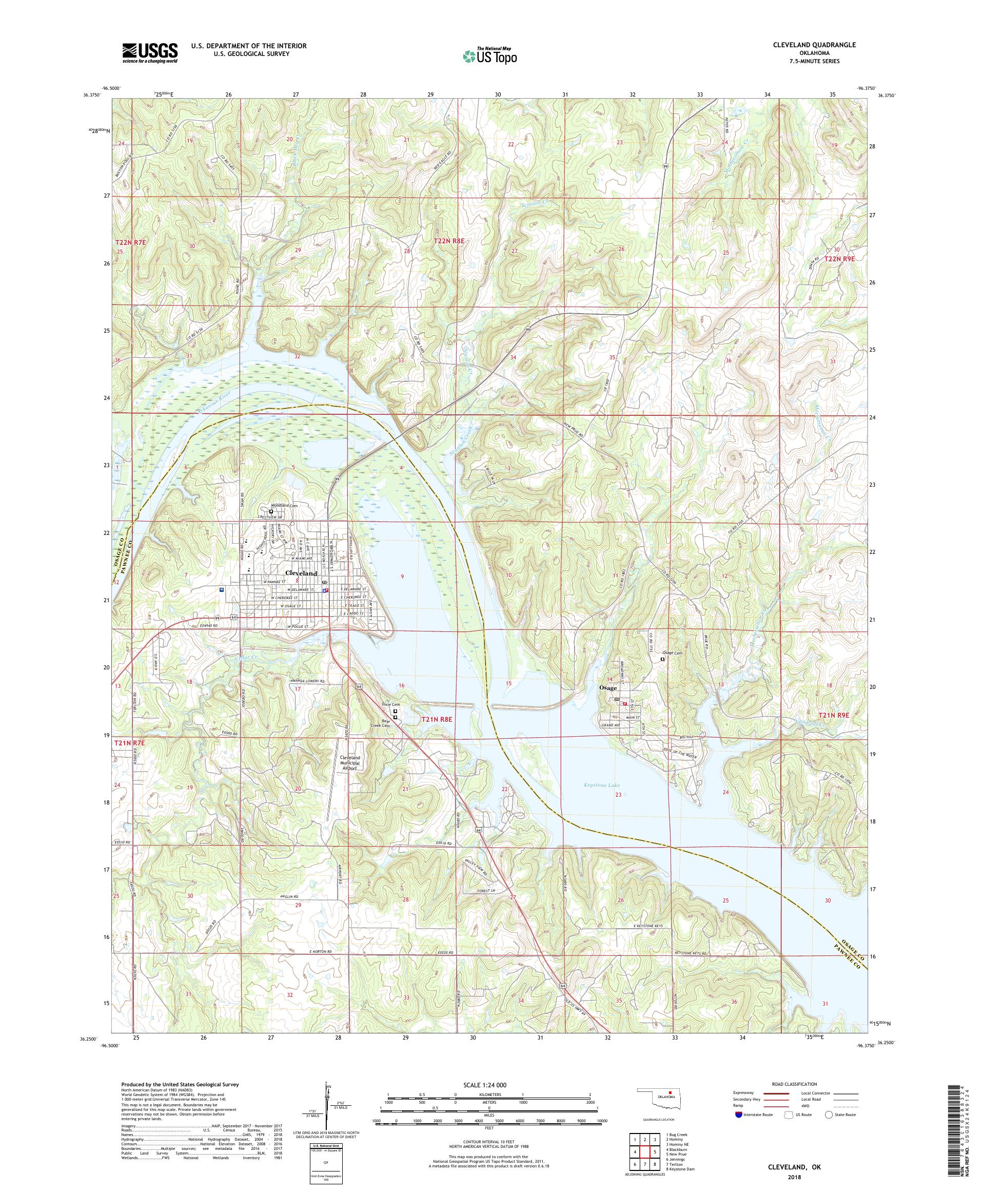 Cleveland Oklahoma US Topo Map – MyTopo Map Store