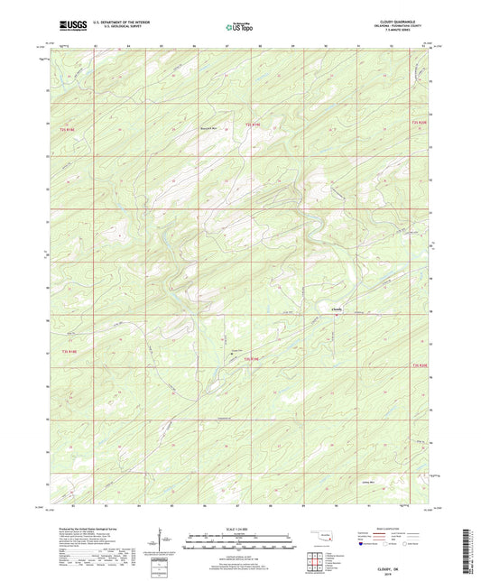 Cloudy Oklahoma US Topo Map Image