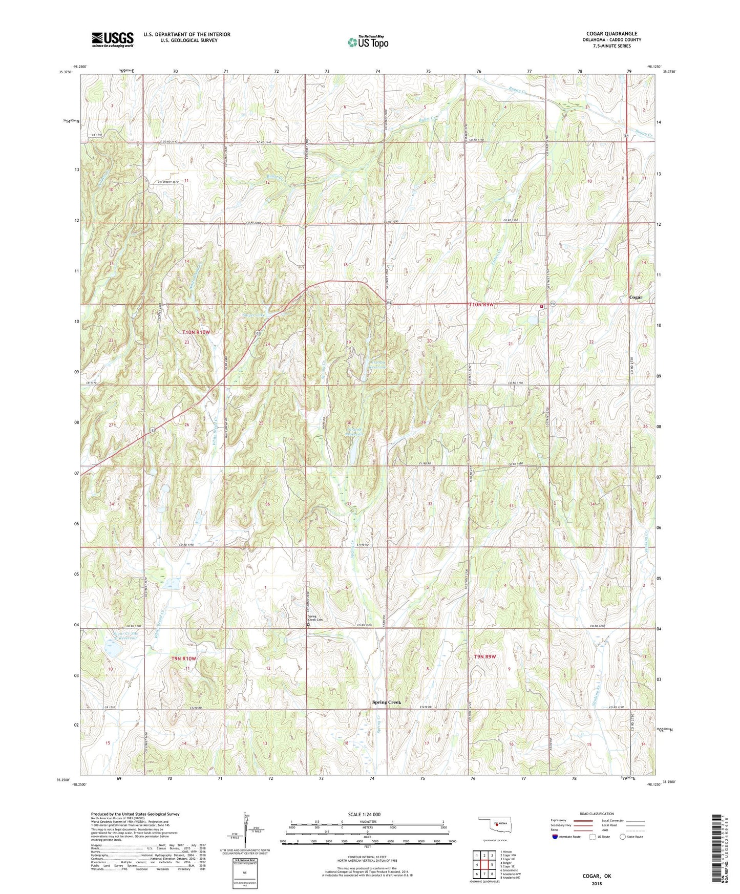 Cogar Oklahoma US Topo Map Image
