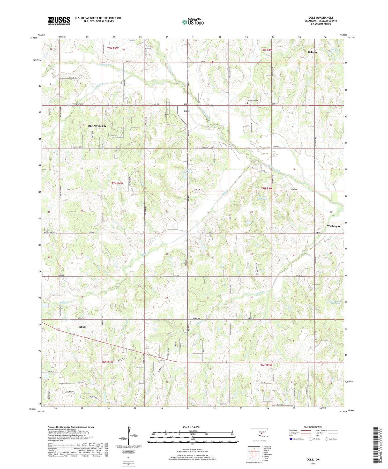 Cole Oklahoma US Topo Map Image