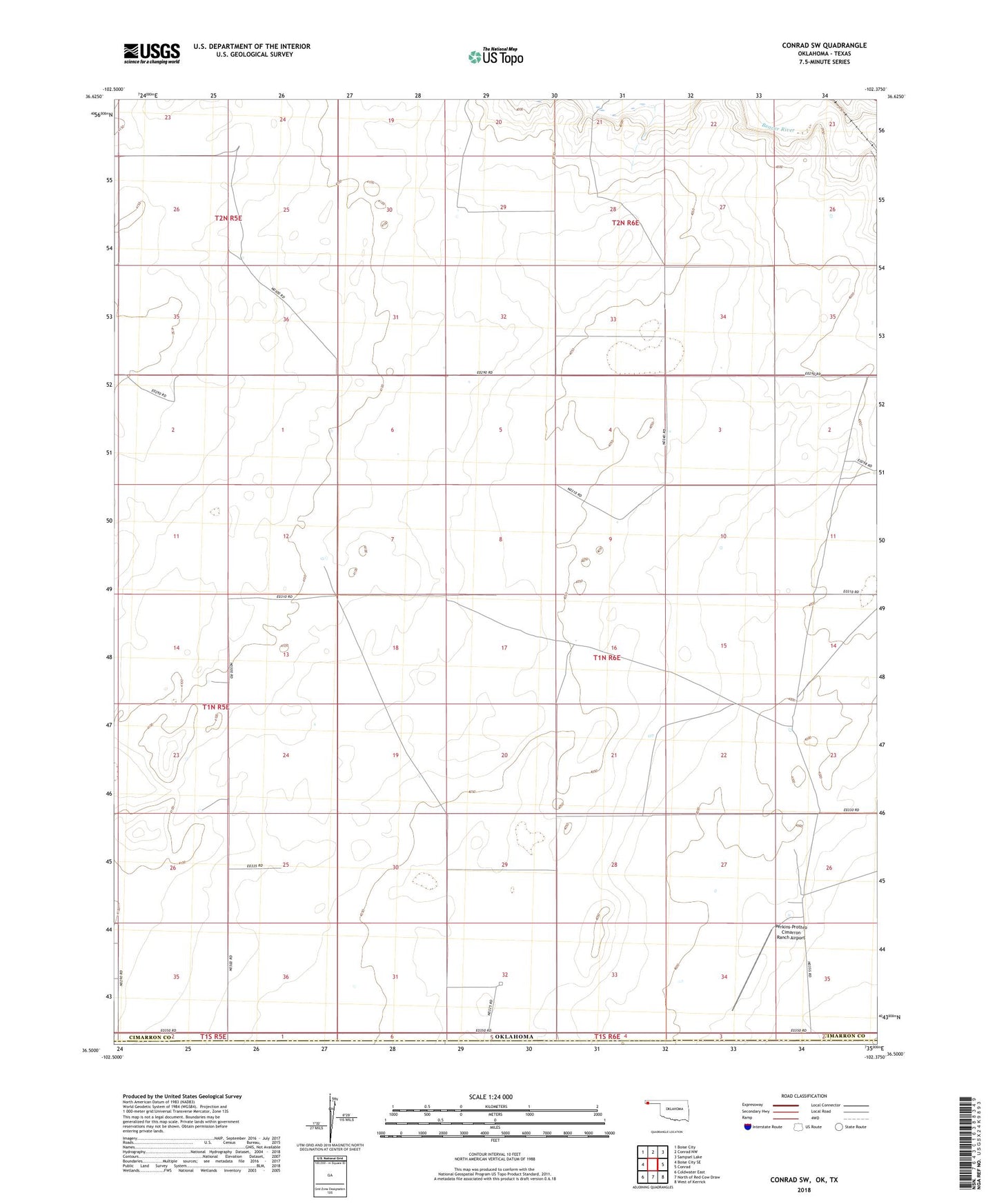 Conrad SW Oklahoma US Topo Map Image