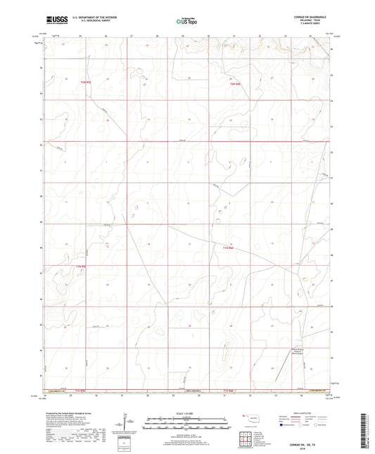 Conrad SW Oklahoma US Topo Map Image