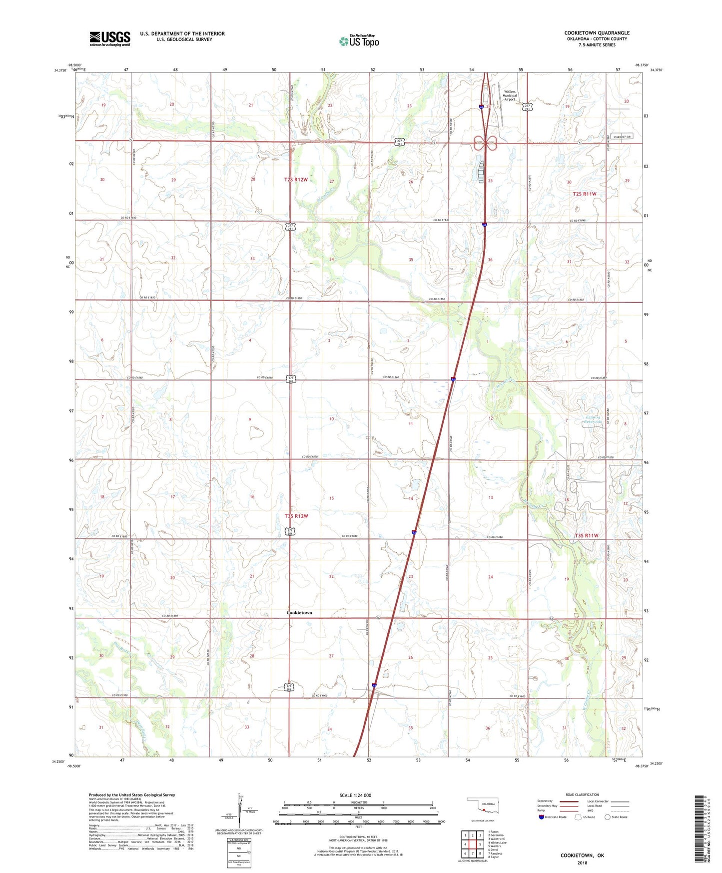 Cookietown Oklahoma US Topo Map Image