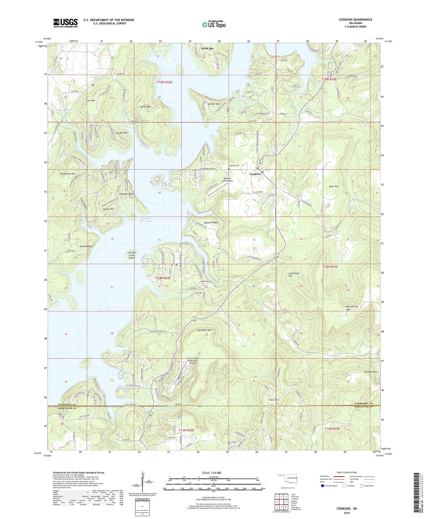 Cookson Oklahoma US Topo Map Image