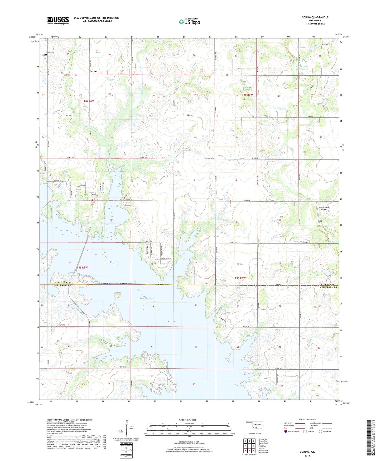 Corum Oklahoma US Topo Map Image