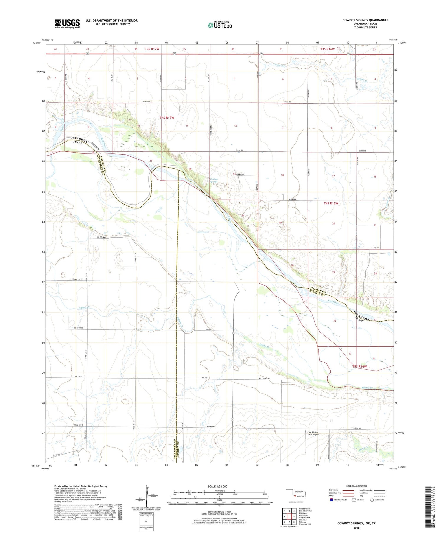 Cowboy Springs Oklahoma US Topo Map Image