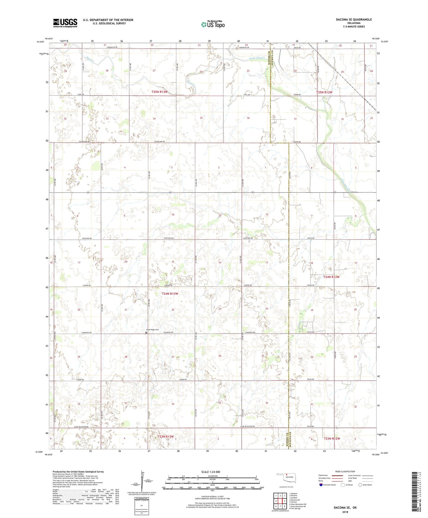 Dacoma SE Oklahoma US Topo Map Image