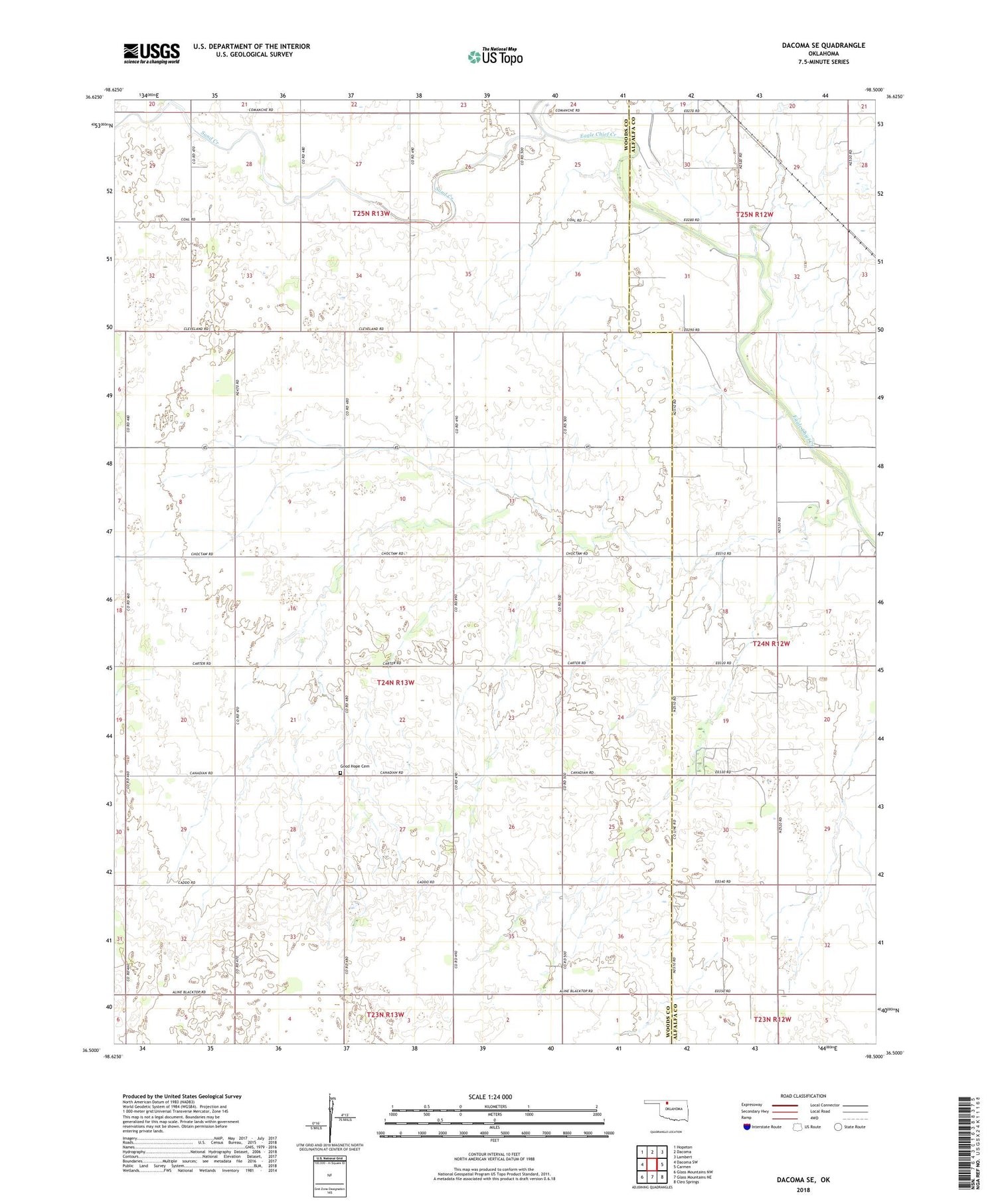 Dacoma SE Oklahoma US Topo Map Image