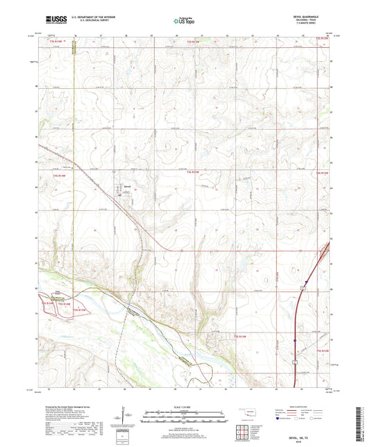 Devol Oklahoma US Topo Map Image