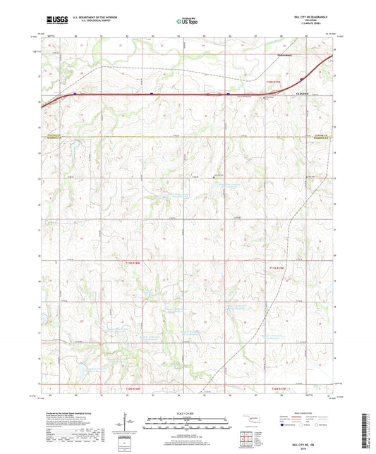 Dill City NE Oklahoma US Topo Map Image