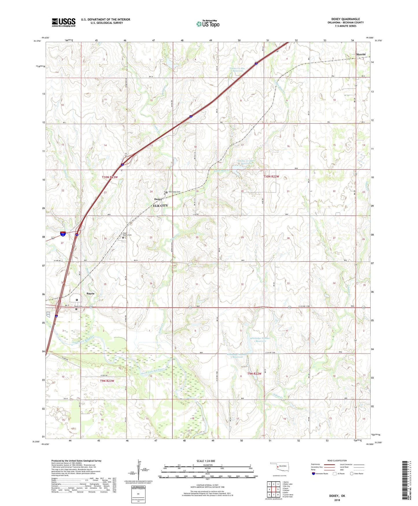 Doxey Oklahoma US Topo Map Image