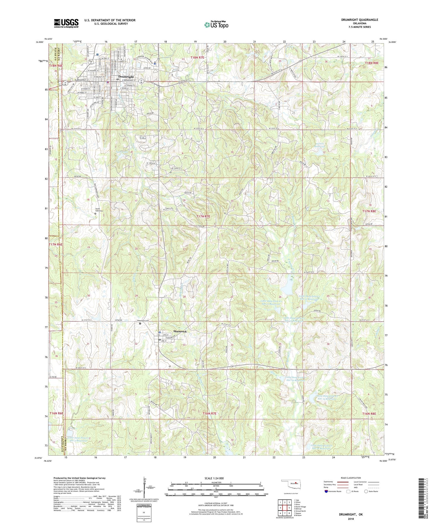 Drumright Oklahoma US Topo Map Image
