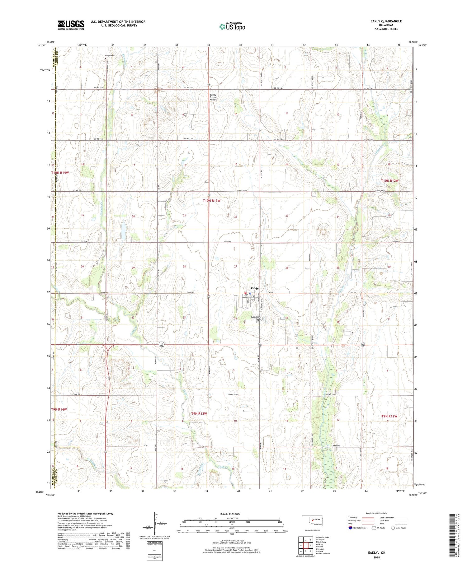 Eakly Oklahoma US Topo Map Image