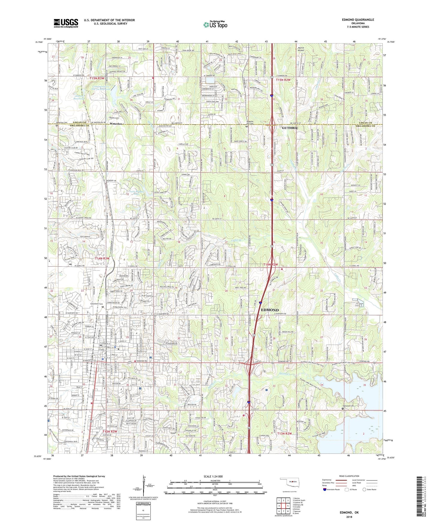 Edmond Oklahoma US Topo Map Image