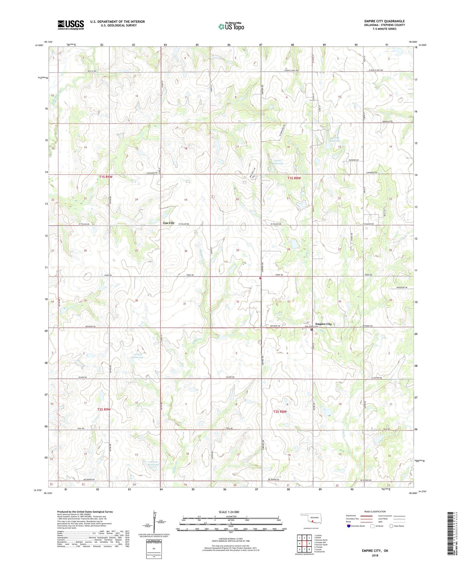 Empire City Oklahoma US Topo Map Image