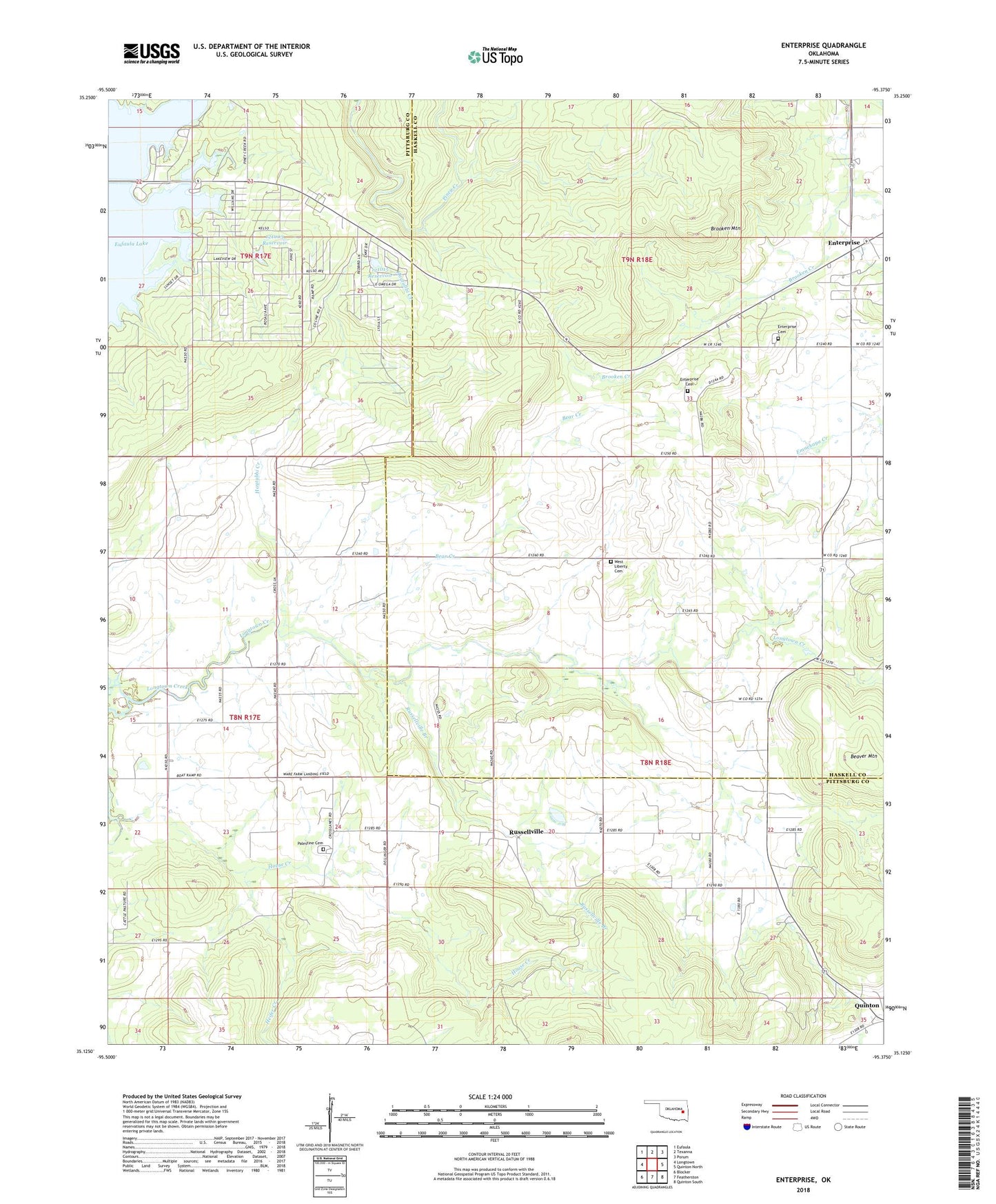 Enterprise Oklahoma US Topo Map Image