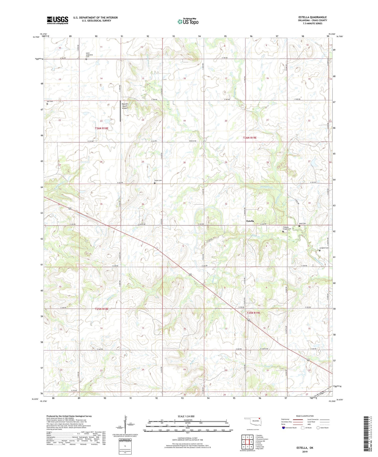 Estella Oklahoma US Topo Map Image