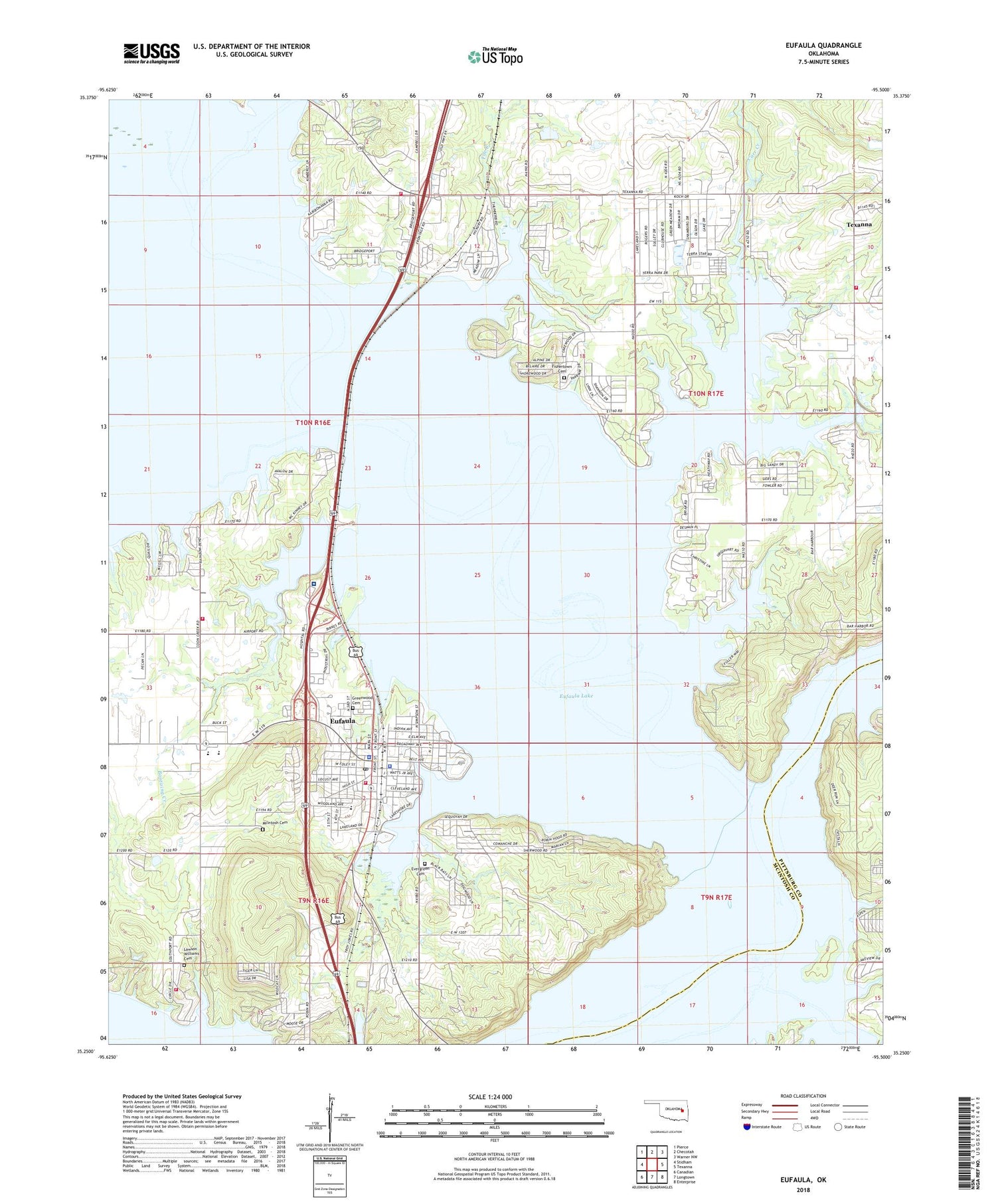 Eufaula Oklahoma US Topo Map Image