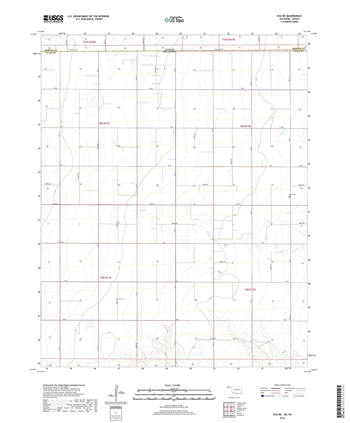 Eva NE Oklahoma US Topo Map Image