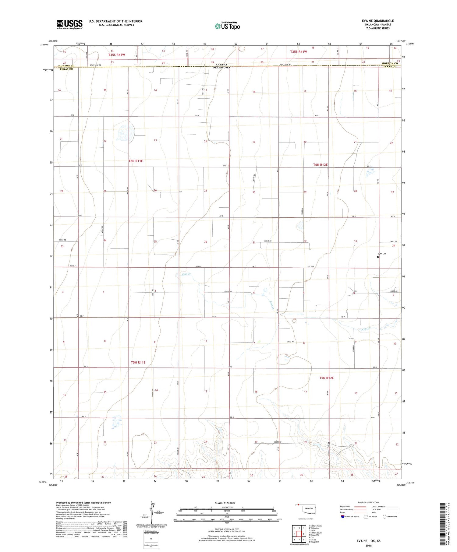 Eva NE Oklahoma US Topo Map Image