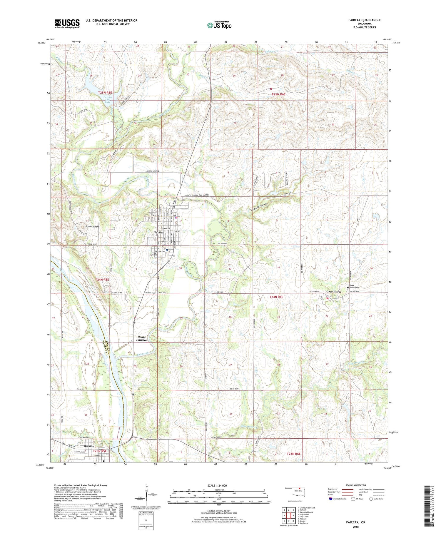 Fairfax Oklahoma US Topo Map Image