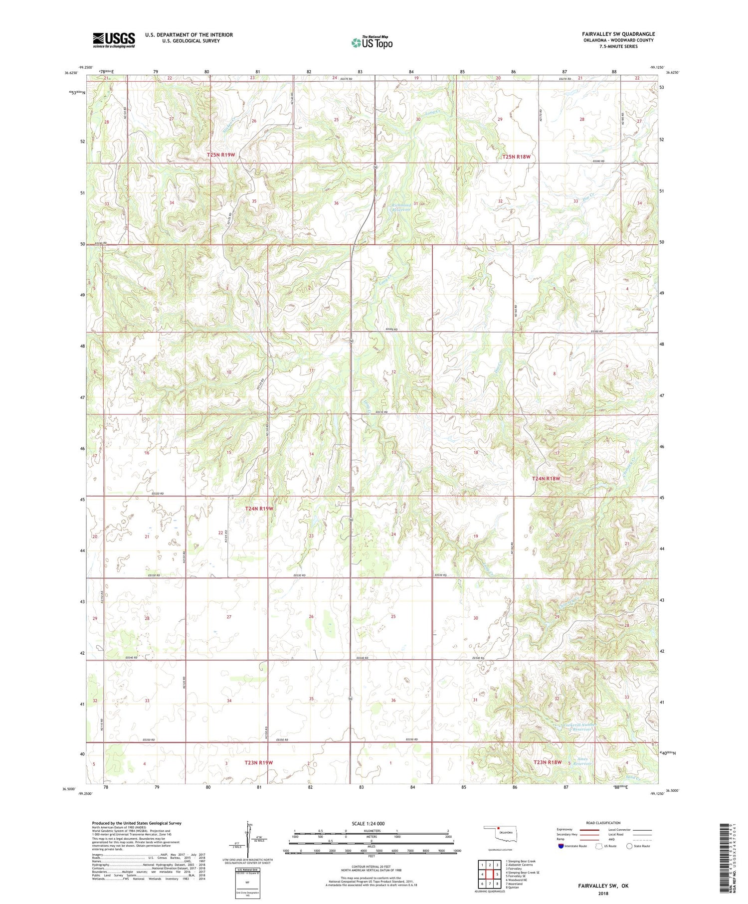 Fairvalley SW Oklahoma US Topo Map Image
