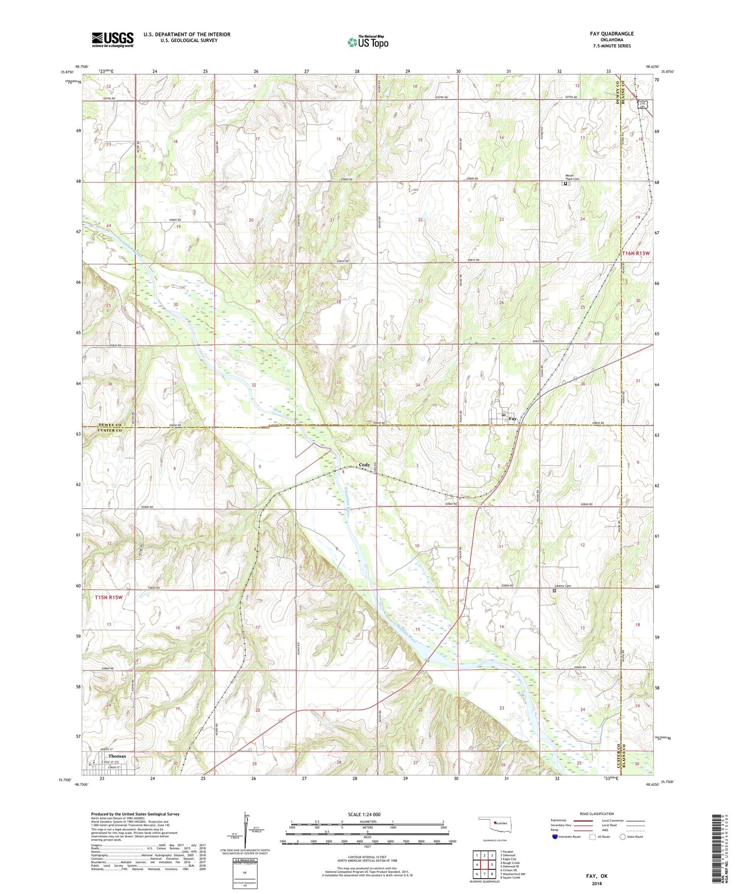 Fay Oklahoma US Topo Map Image