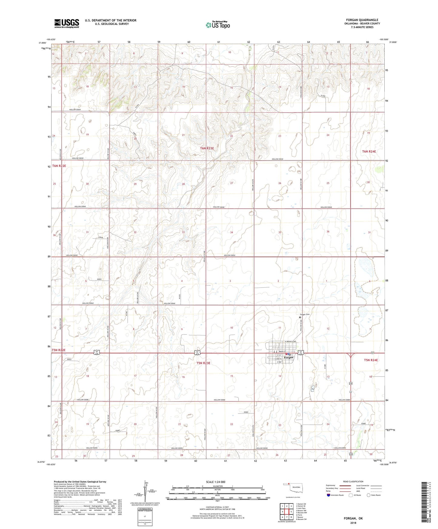 Forgan Oklahoma US Topo Map Image