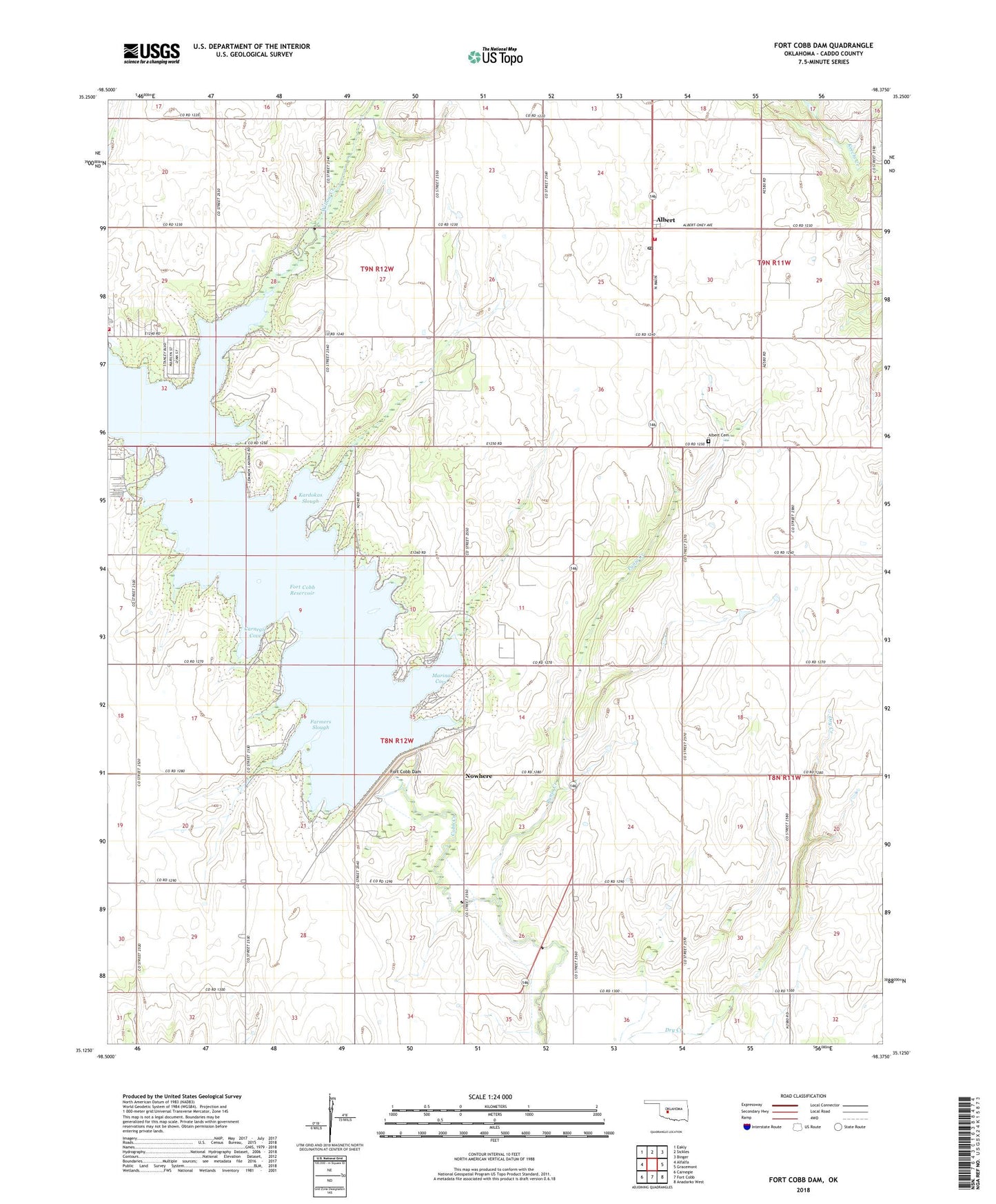 Fort Cobb Dam Oklahoma US Topo Map Image