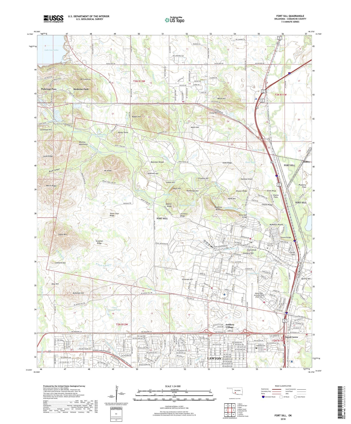 Fort Sill Oklahoma US Topo Map Image