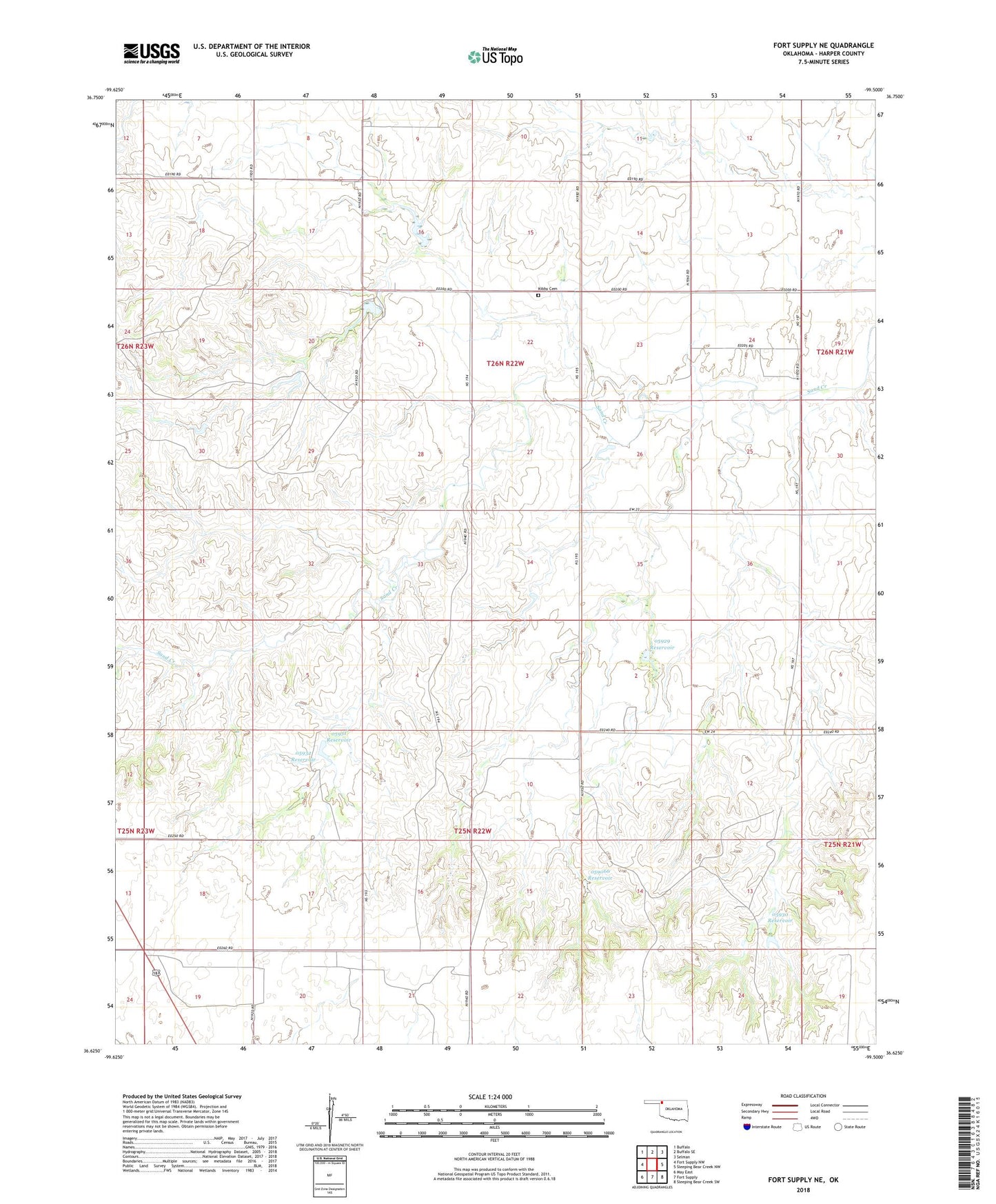 Fort Supply NE Oklahoma US Topo Map Image