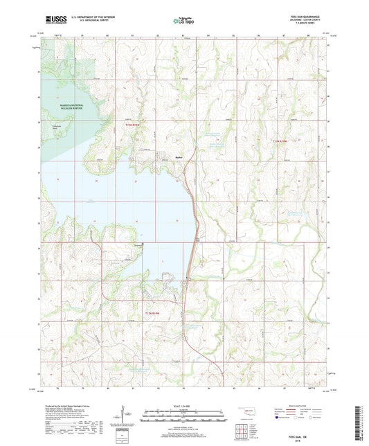 Foss Dam Oklahoma US Topo Map Image