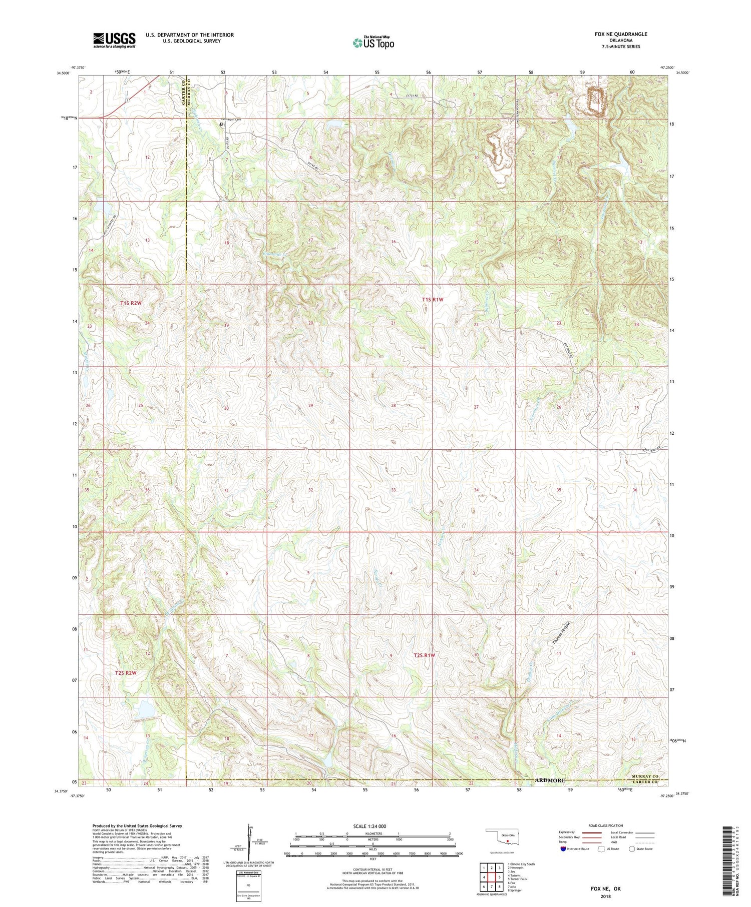 Fox NE Oklahoma US Topo Map Image