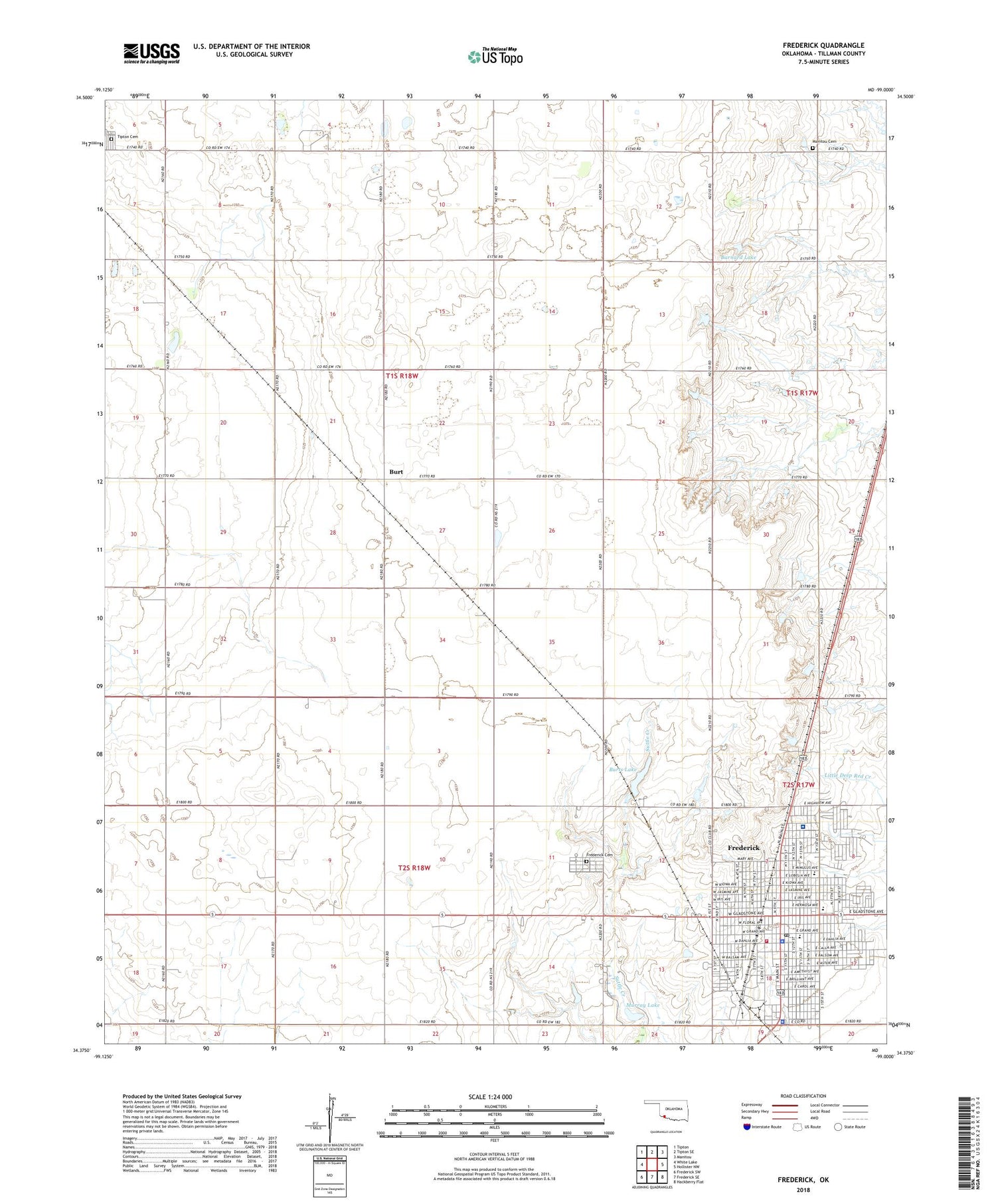 Frederick Oklahoma US Topo Map Image