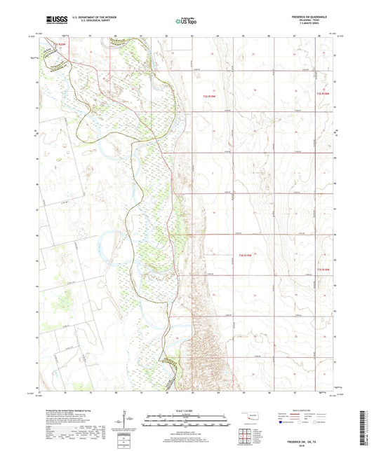 Frederick SW Oklahoma US Topo Map Image