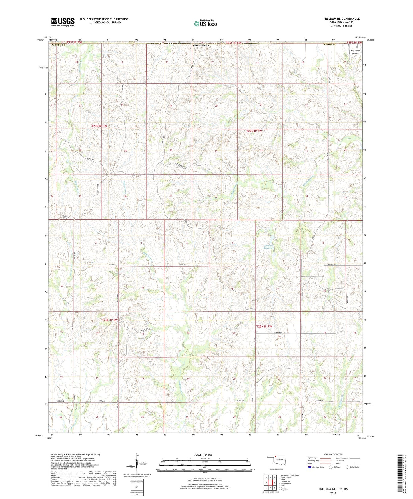 Freedom NE Oklahoma US Topo Map Image